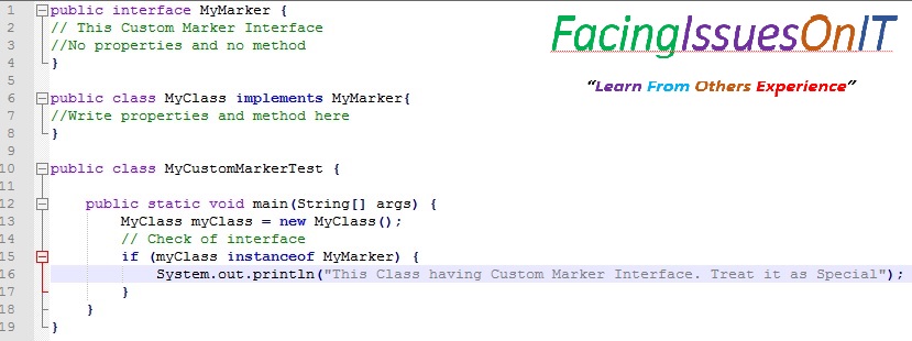 How to write custom marker interface in java